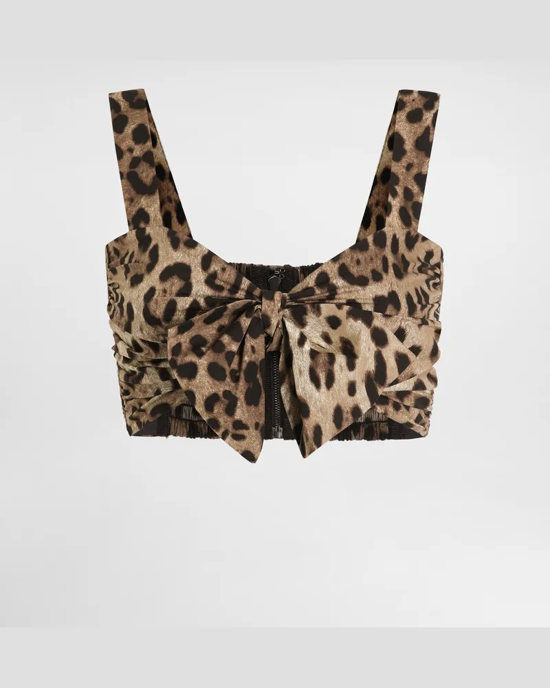 Dolce & Gabbana Poplin Top With Leopard Print - Donna Camicie E Top Stampa Animalier Leo