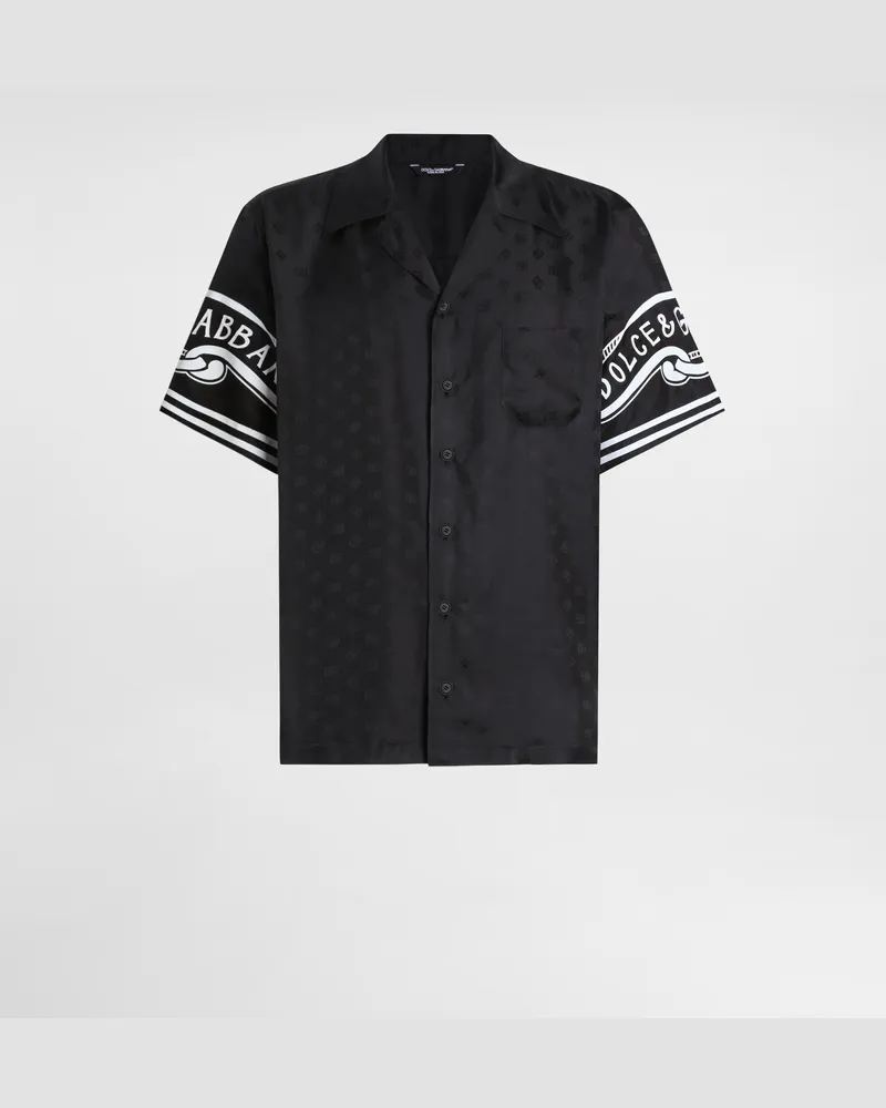 Dolce & Gabbana Camicia In Denim E Seta Stampata - Uomo Camicie Nero Nero