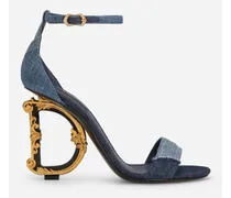 Patchwork Denim Sandals With Baroque Dg Heel - Donna Sandali E Zeppe Denim Denim