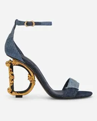 Dolce & Gabbana Patchwork Denim Sandals With Baroque Dg Heel - Donna Sandali E Zeppe Denim Denim Denim