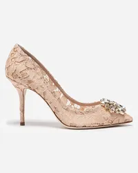 Dolce & Gabbana Lace Rainbow Pumps With Brooch Detailing - Donna Décolleté E Slingback Rosa Pizzo Albicocca