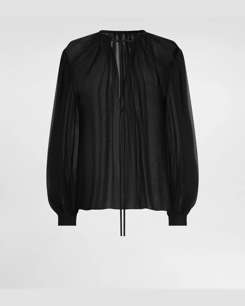 Dolce & Gabbana Top In Chiffon Di Seta - Donna Camicie E Top Nero Seta Nero