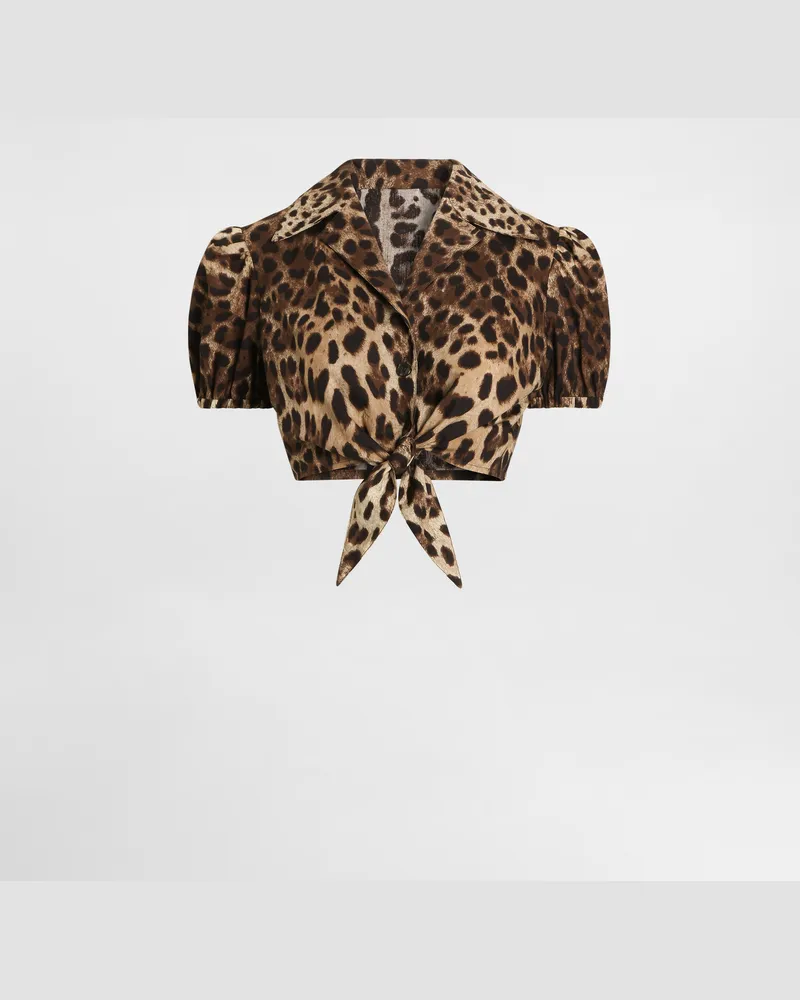 Dolce & Gabbana Camicia In Popeline Stampa Leo - Donna Camicie E Top Stampa Animalier Leo