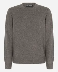 Dolce & Gabbana Maglia Girocollo In Cashmere - Uomo Maglieria Grigio Grigio