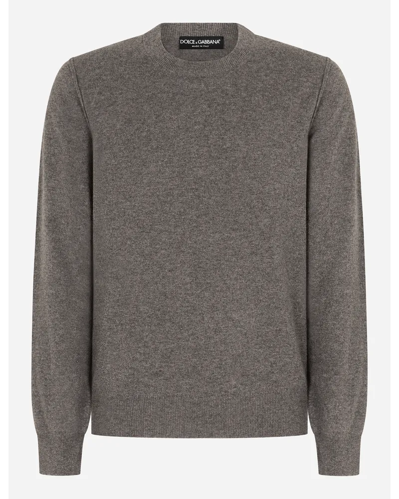 Dolce & Gabbana Maglia Girocollo In Cashmere - Uomo Maglieria Grigio Grigio