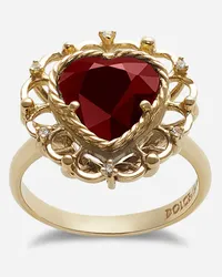 Dolce & Gabbana Anello Heart In Oro Giallo 18kt Con Un Granato Rodolite Rosso - Donna Oro Oro