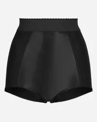 Dolce & Gabbana Culotte In Raso Di Seta Ed Elastico Marquisette - Donna Pantaloni E Shorts Nero Nero