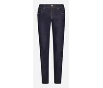 Jeans Skinny Denim Stretch Placca Logo Floccata - Uomo Denim Multicolore Denim