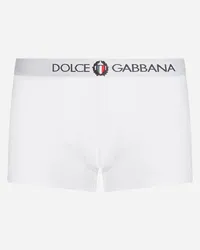 Dolce & Gabbana Boxer Regular Jersey Bielastico Con Stemma - Uomo Intimo E Loungewear Bianco Cotone Bianco