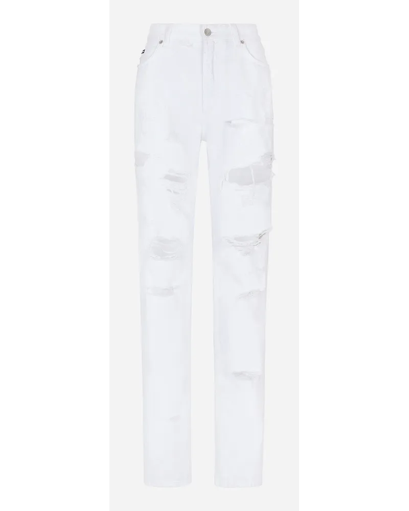 Dolce & Gabbana Jeans Boyfriend In Denim Con Rotture - Donna Denim Multicolore Cotone Variante