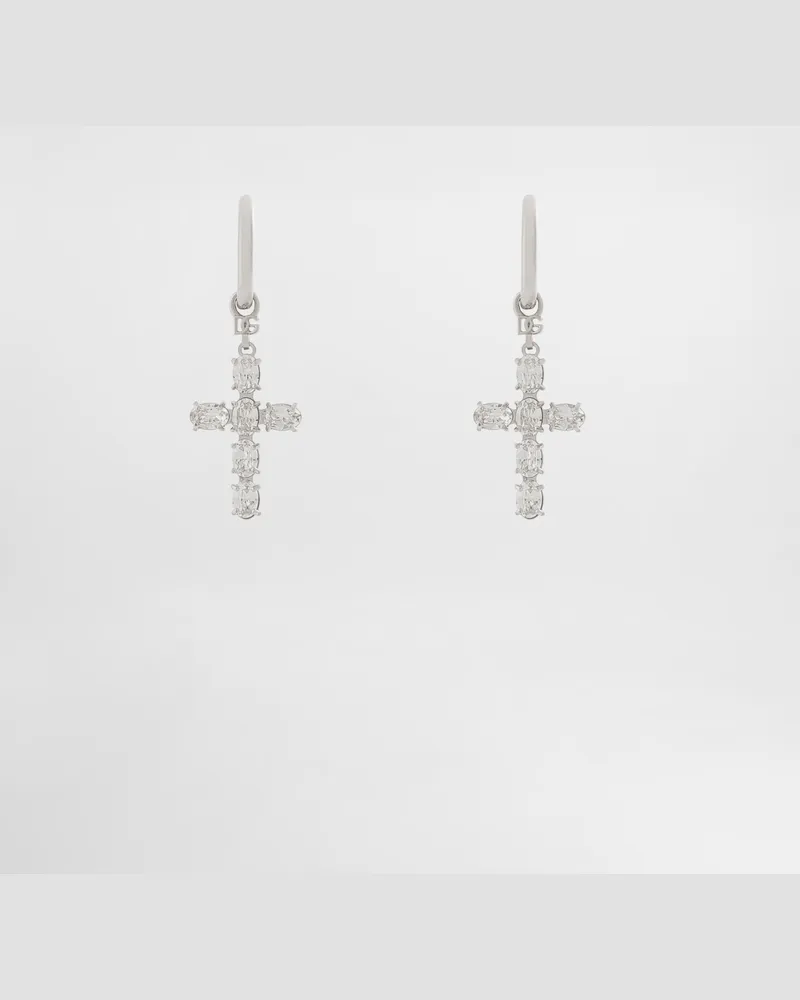 Dolce & Gabbana Orecchini Creola Con Croci In Cristallo - Donna Bijoux Cristallo Metallo Cristallo