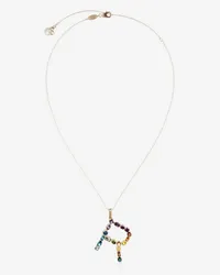 Dolce & Gabbana Pendente R Rainbow Alphabet Con Gemme Multicolor - Donna Collane Oro Oro