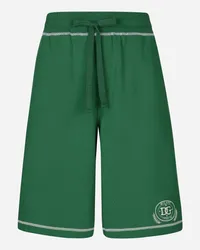 Dolce & Gabbana Bermuda Jogging Con Logo Ricamato - Uomo Pantaloni E Shorts Verde Verde