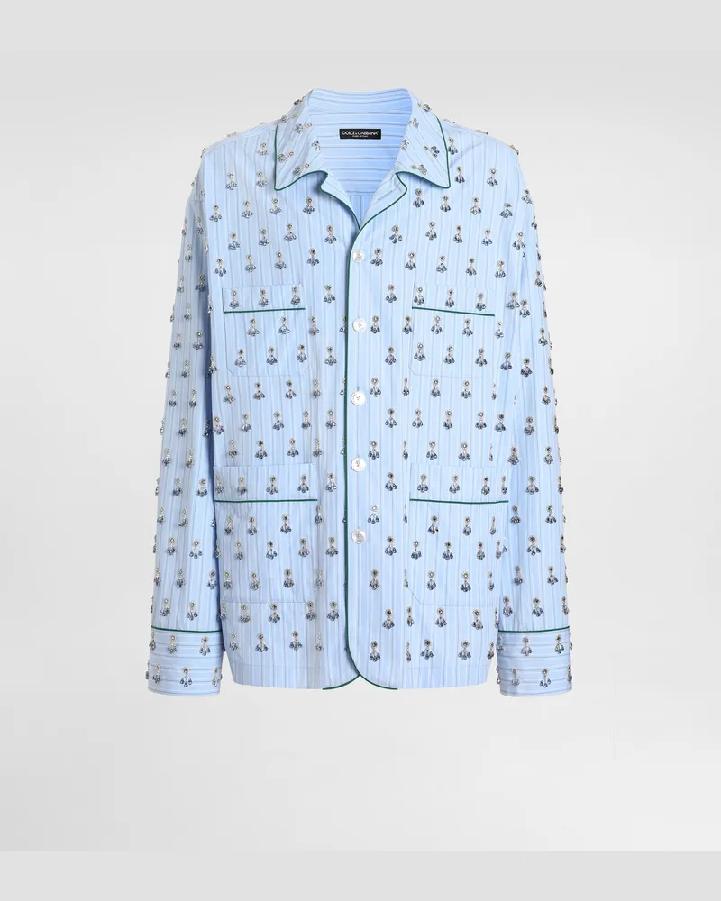 Dolce & Gabbana Camicia Vanity Con Ricamo E Piping - Uomo Camicie Multicolore Variante