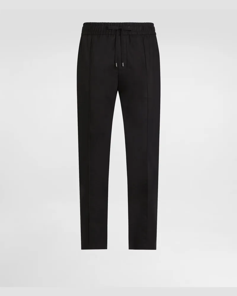 Dolce & Gabbana Pantaloni Jogging In Gabardina Di Cotone - Uomo Pantaloni E Shorts Nero Nero