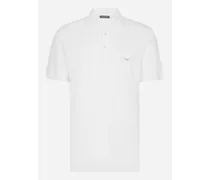 Dolce & Gabbana Polo Cotone Piquet Con Placca Logata - Uomo T-shirts E Polo Bianco Bianco