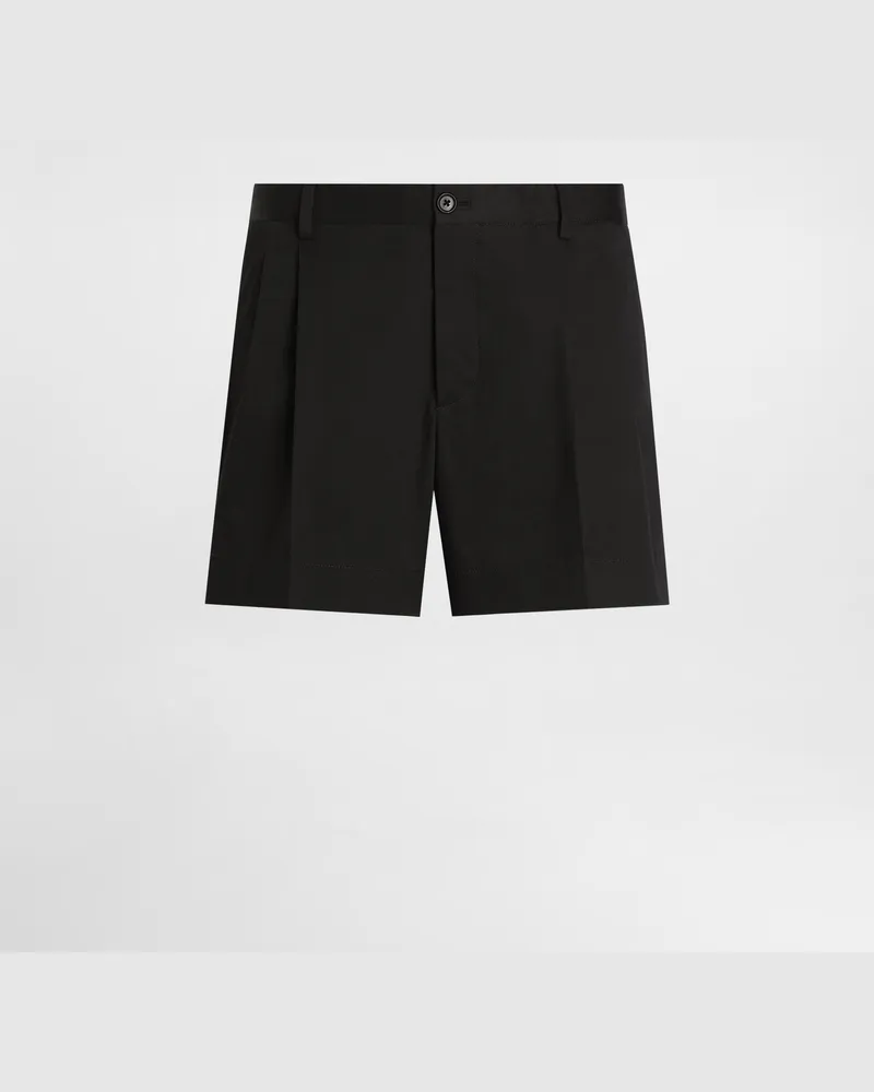 Dolce & Gabbana Bermuda Corto In Gabardina Di Cotone - Uomo Pantaloni E Shorts Nero Nero