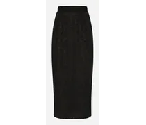 Lace-stitch Calf-length Skirt - Donna Gonne Nero Pizzo