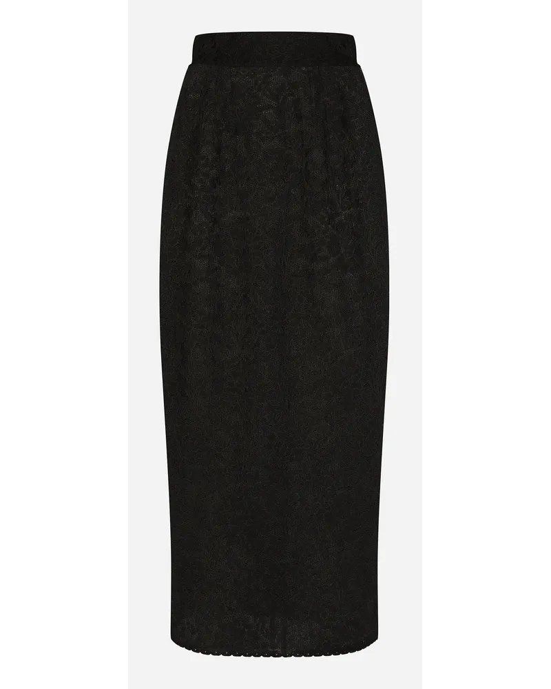 Dolce & Gabbana Lace-stitch Calf-length Skirt - Donna Gonne Nero Pizzo Nero