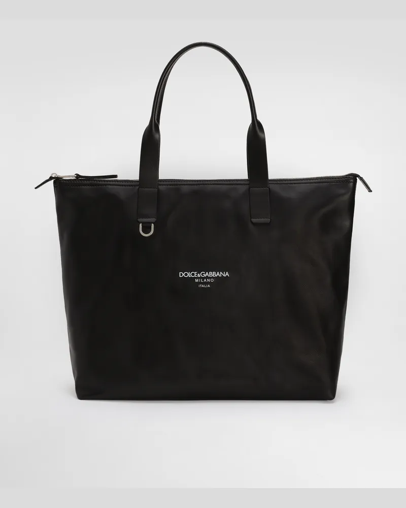 Dolce & Gabbana Shopping Bag Media In Pelle Di Vitello - Uomo Borse Shopping Nero Nero