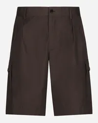 Dolce & Gabbana Bermuda In Popeline Con Tasche Laterali - Uomo Pantaloni E Shorts Marrone Cotone Marrone