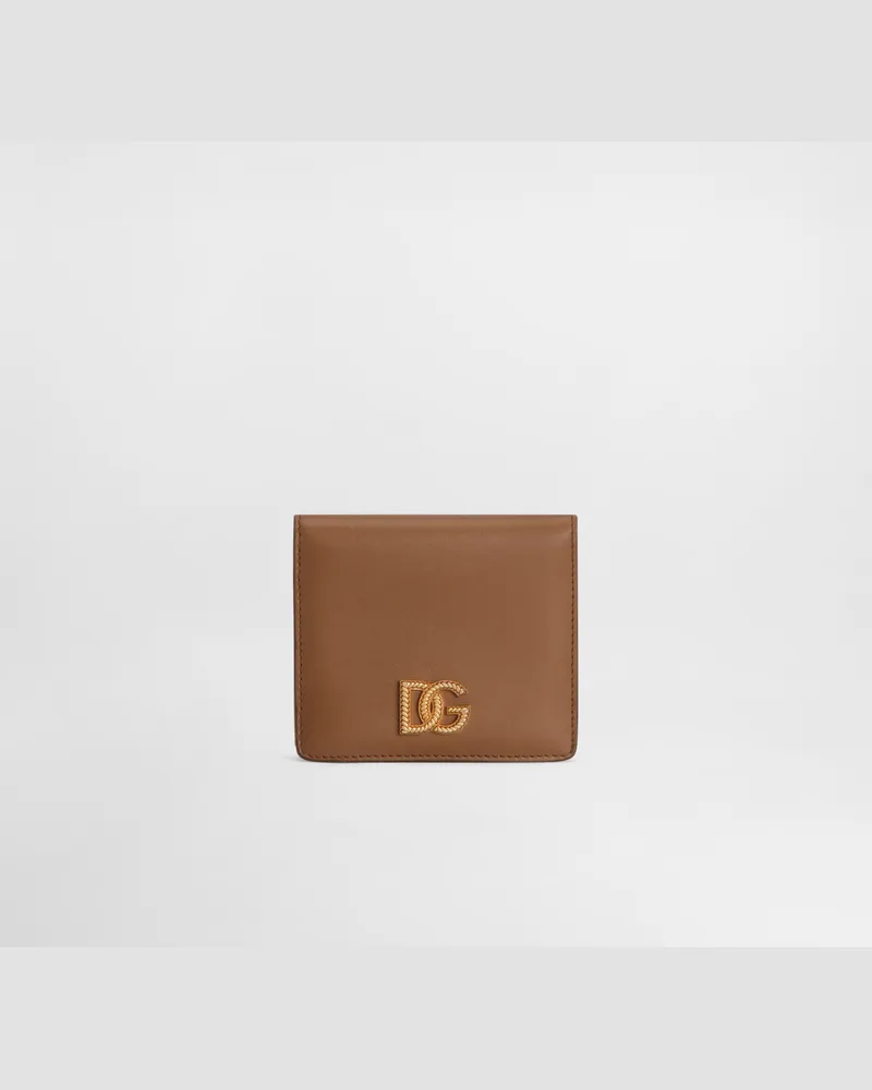 Dolce & Gabbana Portafoglio In Pelle Di Vitello Con Logo Dg - Donna Portafogli E Piccola Pelletteria Marrone Pelle Caramello