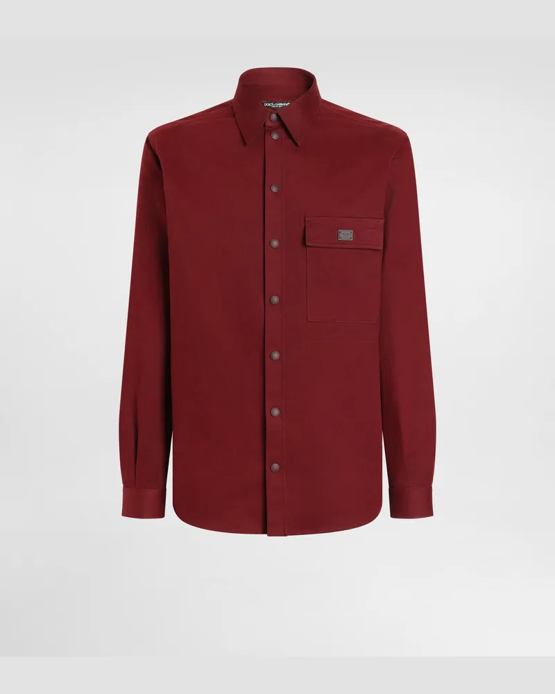 Dolce & Gabbana Camicia In Cotone Con Placca - Uomo Camicie Bordeaux Bordeaux