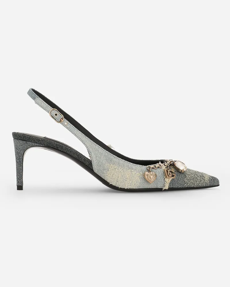 Dolce & Gabbana Slingback In Denim Patchwork - Donna Décolleté E Slingback Blu Blu