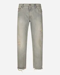 Dolce & Gabbana Jeans Loose In Denim Con Abrasioni - Uomo Denim Multicolore Variante