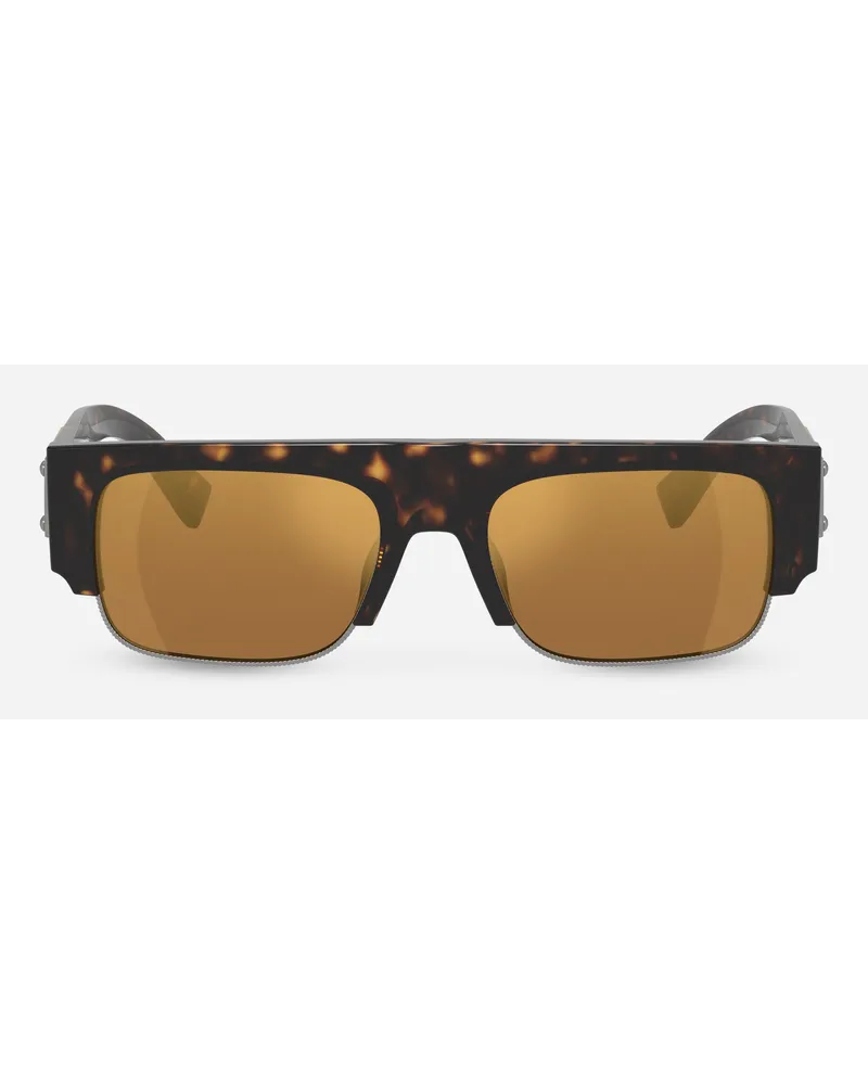 Dolce & Gabbana Logo Plaque Sunglasses - Uomo Avana Acetato Generic
