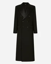 Dolce & Gabbana Cappotto Doppiopetto Crêpe Di Lana Stretch - Uomo Cappotti E Giubbotti Nero Lana Nero