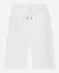 Dolce & Gabbana Bermuda Jogging Con Placca - Uomo Pantaloni E Shorts Bianco Bianco