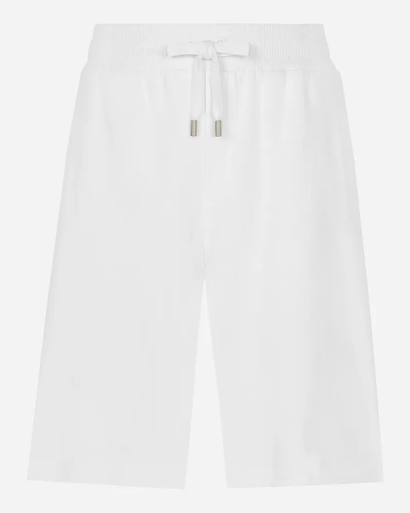 Dolce & Gabbana Bermuda Jogging Con Placca - Uomo Pantaloni E Shorts Bianco Bianco