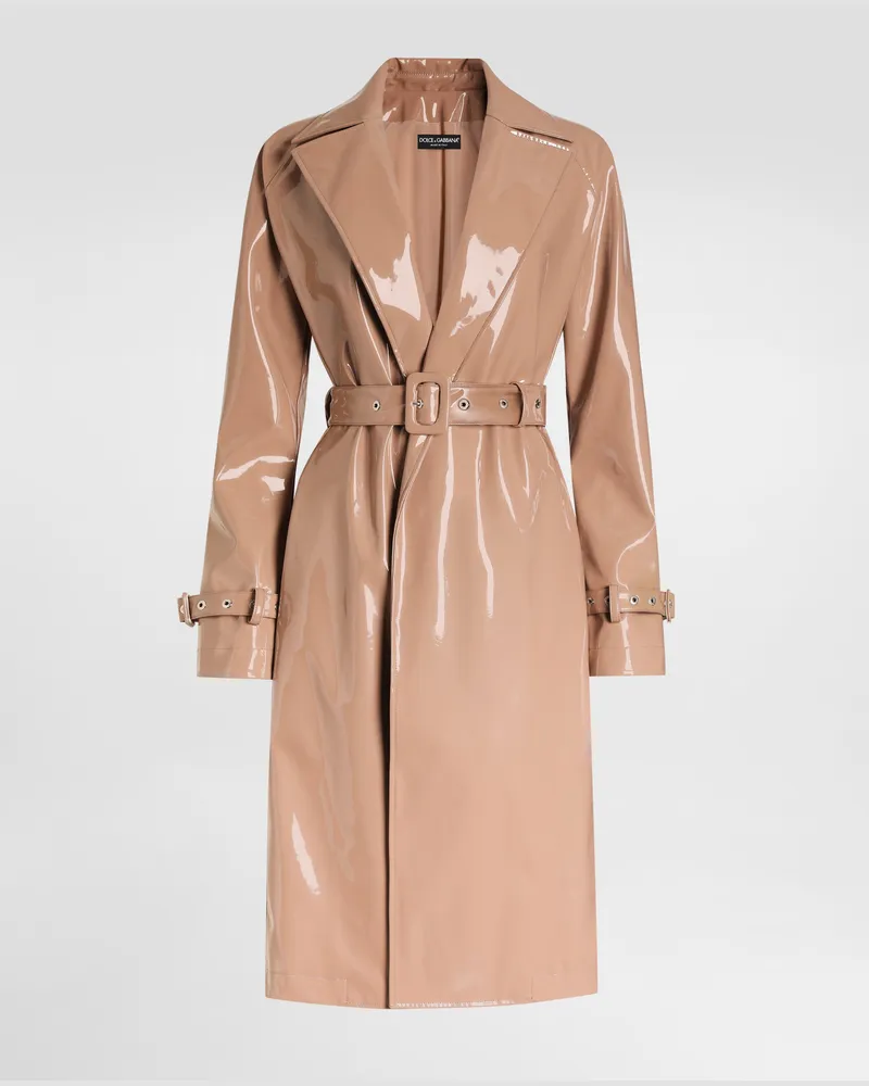 Dolce & Gabbana Trench In Ecopelle Spalmato - Donna Cappotti E Giubbotti Cipria Cipria