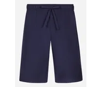 Bermuda Jogging In Cotone Con Placca Logata - Uomo Pantaloni E Shorts Blu Cotone