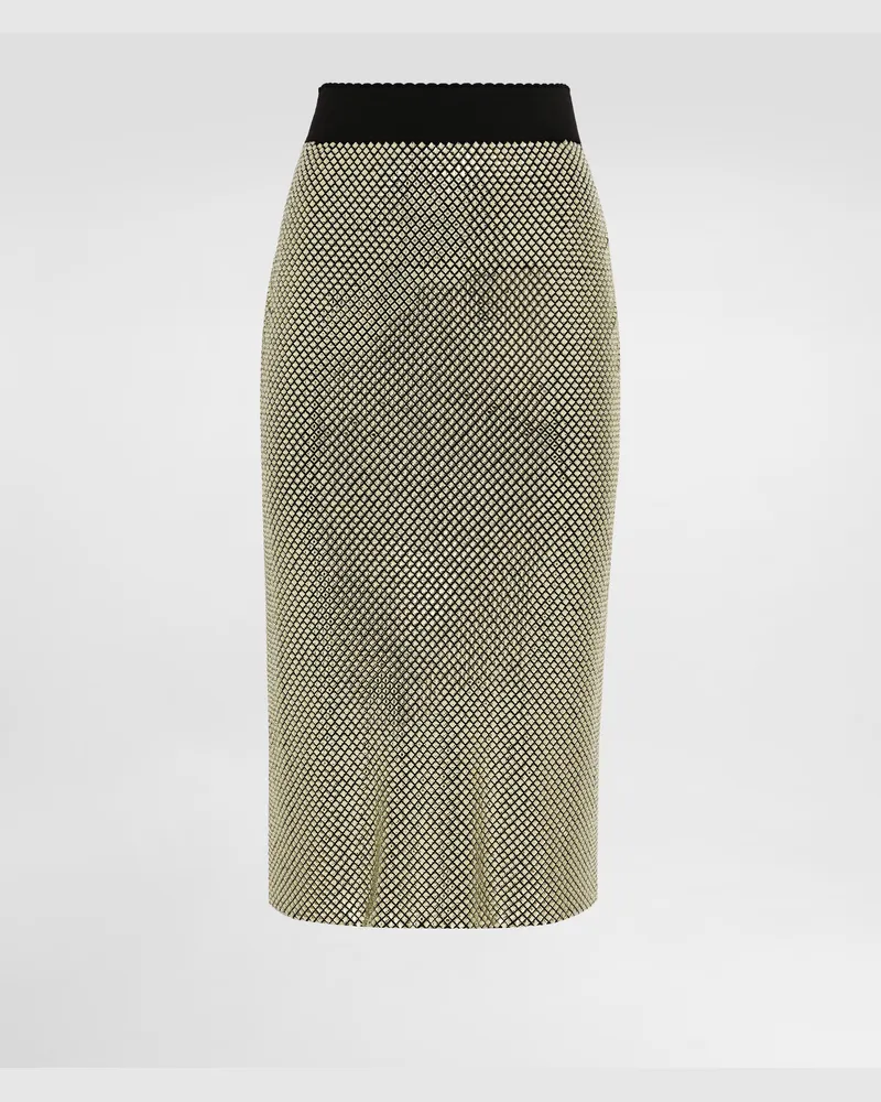Dolce & Gabbana Gonna Midi A Tubino In Crystal Mesh - Donna Gonne Oro Oro