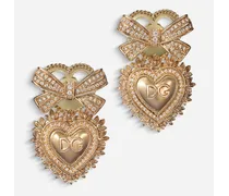 Devotion Earrings In Yellow Gold With Diamonds - Donna Orecchini Oro