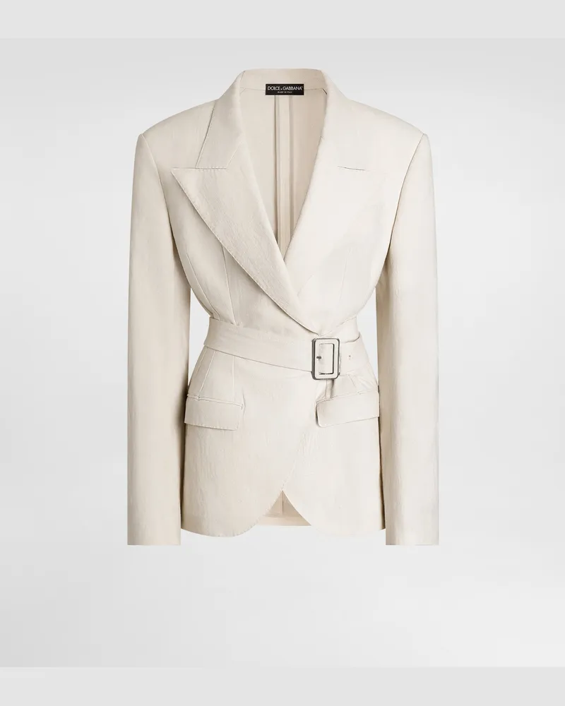 Dolce & Gabbana Giacca Monopetto Taormina In Tela Rustica - Donna Giacche E Blazer Bianco Bianco