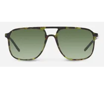 Thin Profile Sunglasses - Uomo Occhiali Da Sole Avana Verde