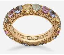 Heritage Band Ring In Yellow 18kt Gold With Multicoloured Sapphires - Donna Anelli Oro Oro