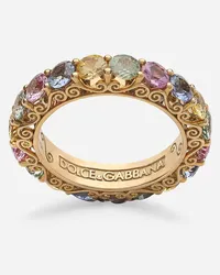 Dolce & Gabbana Heritage Band Ring In Yellow 18kt Gold With Multicoloured Sapphires - Donna Anelli Oro Oro Oro