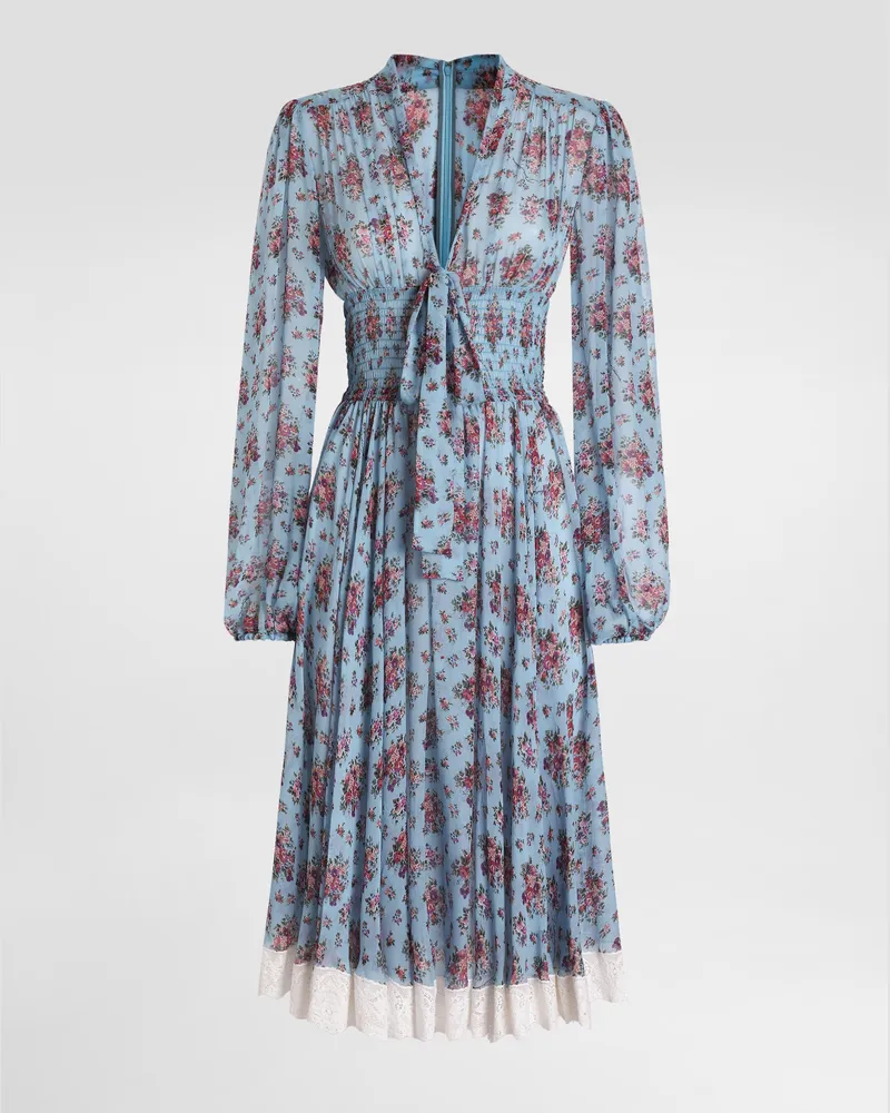 Dolce & Gabbana Abito In Chiffon Stampa Mazzo Di Fiori - Donna Abiti Multicolore Multicolore