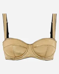 Dolce & Gabbana Reggiseno A Balconcino In Jersey Lamainato - Donna Intimo Oro Jersey Oro