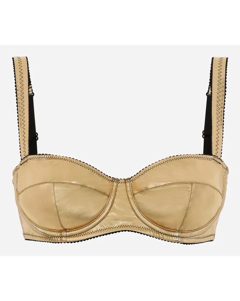 Dolce & Gabbana Reggiseno A Balconcino In Jersey Lamainato - Donna Intimo Oro Jersey Oro