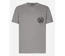 T-shirt In Cotone Con Ricamo Logo Dg Milano - Uomo T-shirts E Polo Grigio Jersey