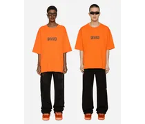 T-shirt Jersey Cotone Stampa Dg Vib3 E Logo - Uomo T-shirts E Polo Arancione Cotone
