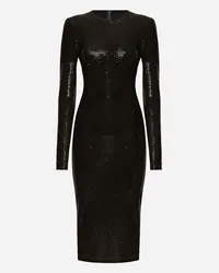 Dolce & Gabbana Abito Midi In Jersey Con Paillettes - Donna Abiti Nero Nero