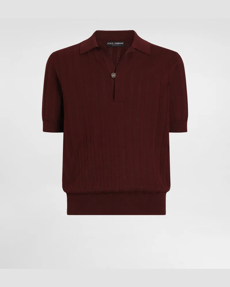 Dolce & Gabbana Polo In Cotone Traforato - Uomo Maglieria Viola Viola