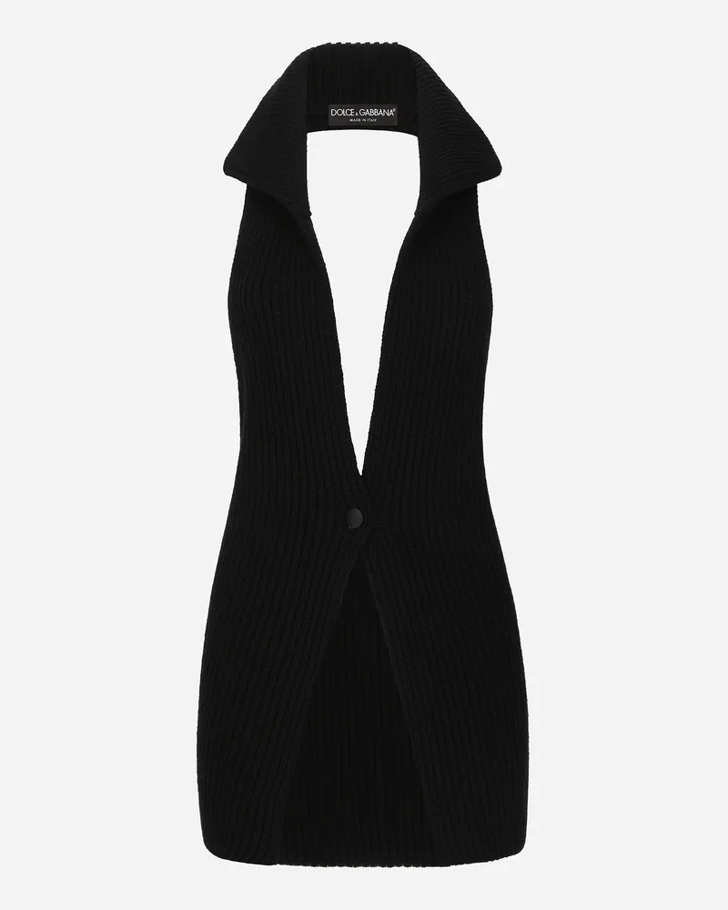 Dolce & Gabbana Gilet Lungo In Lana Maglia Inglese A Coste - Donna Giacche E Blazer Nero Nero