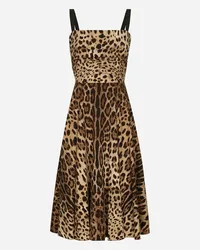 Dolce & Gabbana Abito A Portafoglio In Cady Stampa Leopardo - Donna Abiti Stampa Animalier Seta Leo